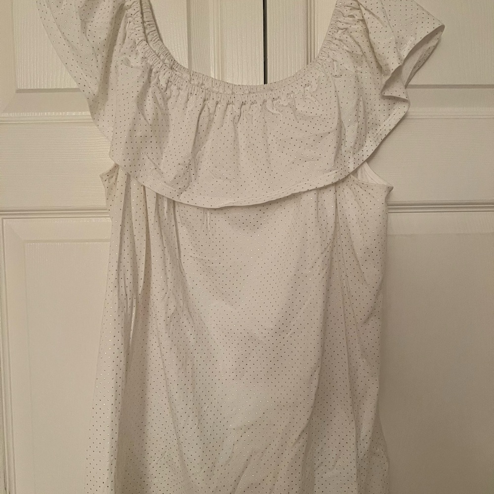 Michael Kors Cream Sleeveless Ruffled Blouse